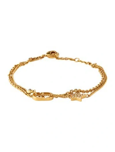 Pre-owned Dior Crystal Petit Cd Double Bracelet, 7.5" In Multicolor