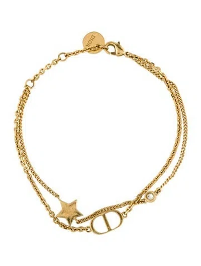 Pre-owned Dior Crystal Petit Cd Double Charm Bracelet, 7.25" In Multi