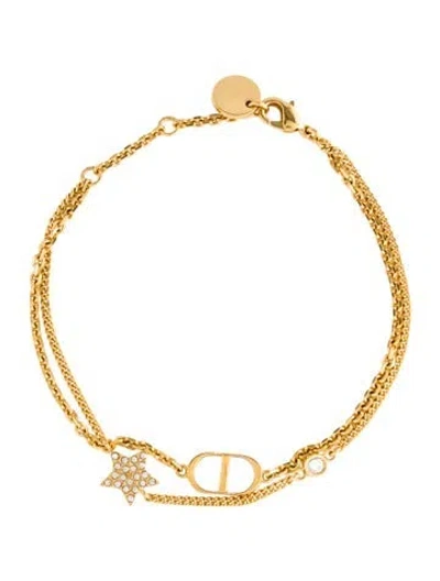 Pre-owned Dior Crystal Petit Cd Double Strand Bracelet, 7.25" In Multi