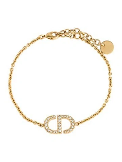 Pre-owned Dior Crystal Petit Cd Link Bracelet, 7.5" In Multi