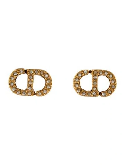 Pre-owned Dior Crystal Petit Cd Mini Stud Earrings In Multi