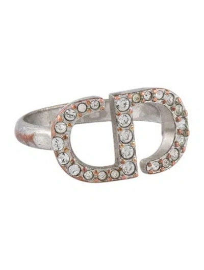 Pre-owned Dior Crystal Petit Cd Ring In Multi