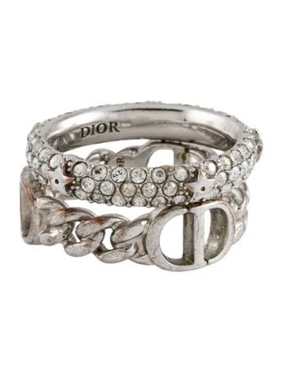 Pre-owned Dior Crystal Petit Cd Ring Set In Multi