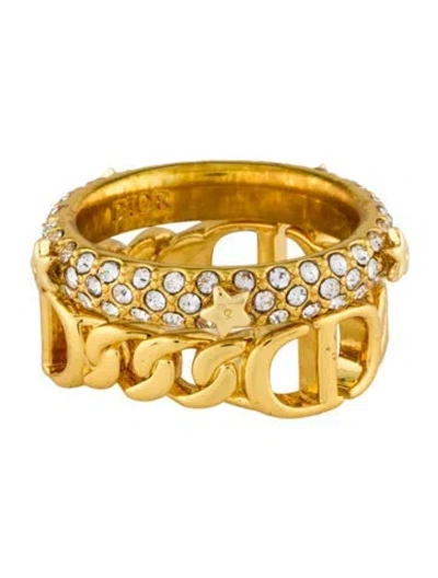Pre-owned Dior Crystal Petit Cd Ring Set In Multi