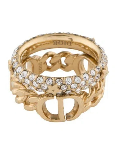Pre-owned Dior Crystal Petit Cd Ring Set In Multi