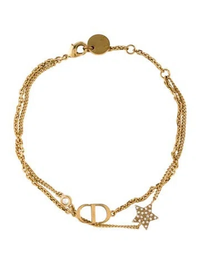 Pre-owned Dior Crystal Petite Cd Double Strand Bracelet, 7.25" In Multi