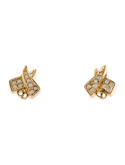 Pre-owned Dior Crystal Ribbon Stud Earrings In Multi