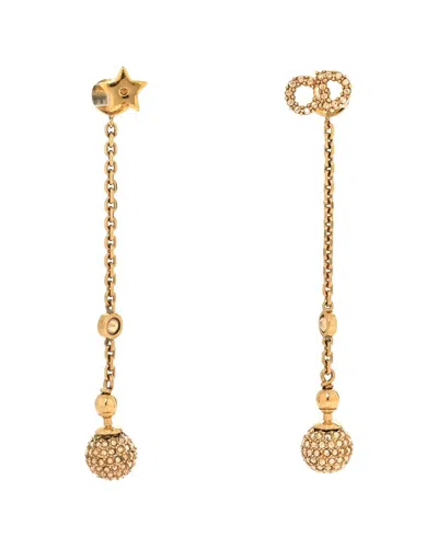Dior Crystal Star Cd Tribal Dangle Chain Earrings (authentic Pre-loved) In Gold