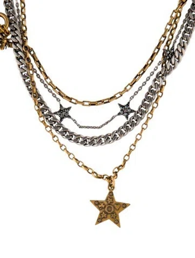 Pre-owned Dior Crystal Star Multi-strand Necklace, 18"