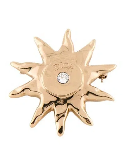 Pre-owned Dior Crystal Sun Pin Brooch In Transparent