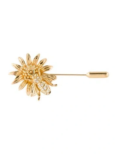 Pre-owned Dior Crystal Sunflower & Bee Brooch In Multi