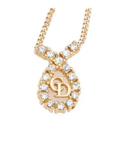 Dior Crystal Teardrop Necklace (authentic Pre-loved) In Gold