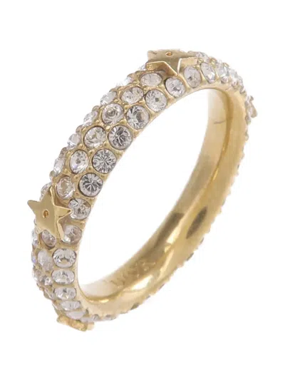 Pre-owned Dior Crystal-embellished Ring In Gold