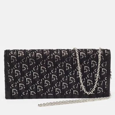 Pre-owned Dior Crystals Chain Clutch In Black