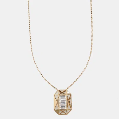 Pre-owned Dior Crystals Gold Tone Long Necklace