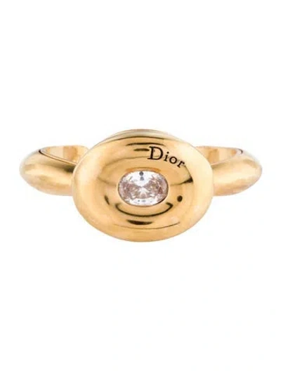 Pre-owned Dior Cubic Zirconia Rocks Cuff Bracelet, 6.25" In Transparent