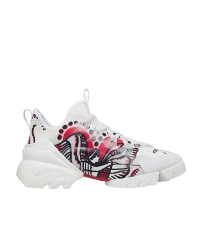 Dior Cupid Printed Casual Sneakers In White