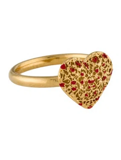 Pre-owned Dior Cœur Des Curiosités Heart Ring In Red