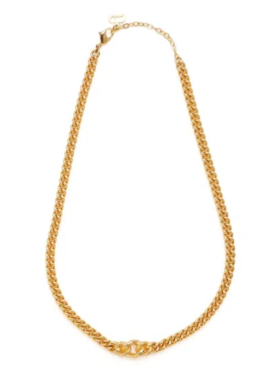 Pre-owned Dior Curb Chain Necklace In Gold