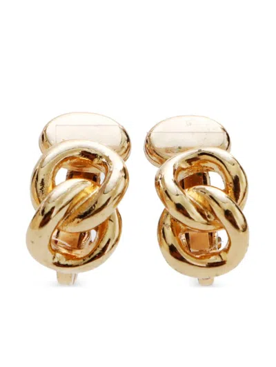 Pre-owned Dior Curb-link Clip-on Earrings In 金色