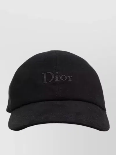 Dior Curved Brim Baseball Cap Structured Crown Design In Black