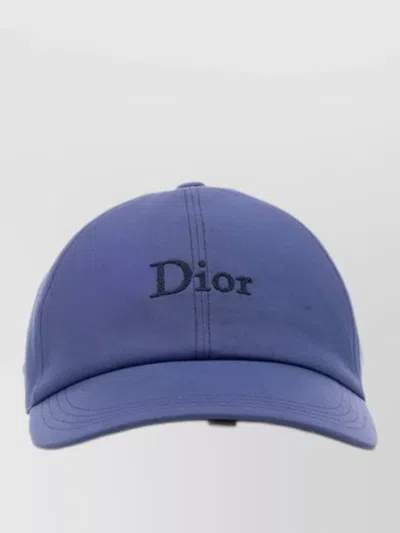 Dior Curved Brim Baseball Cap Structured Crown Design In Blue