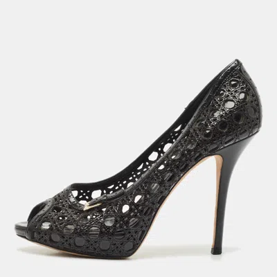 Pre-owned Dior Cut Out Peep Toe Platform Pumps Size 41 In Black