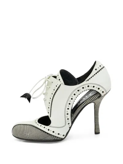 Pre-owned Dior Cut-out Lace-up Ankle Boots In White