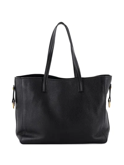 Pre-owned Dior D-bee Shopper Leather Medium Tote Bag In Black