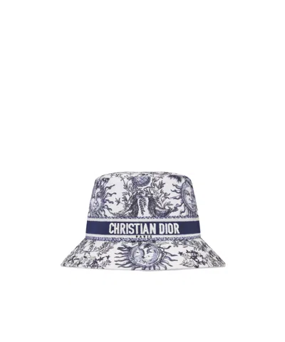 Dior Cappello Da Pescatore D-bobby Toile De Jouy Soleil A Tesa Stretta In Blue