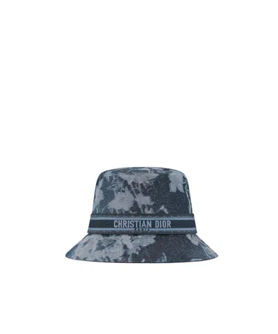 Dior D-bobby Fleurs Mystiques Small Brim Bucket Hat In Blue