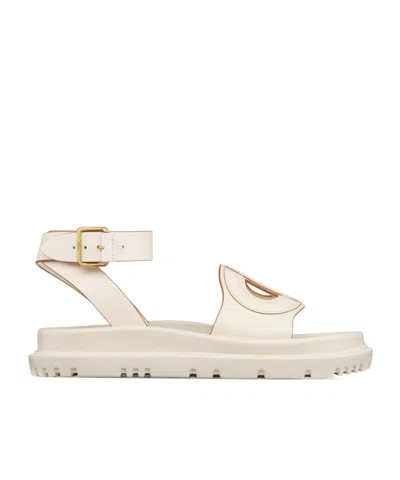 Dior D Club Flat Sandals In Nude