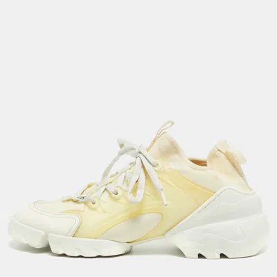 Pre-owned Dior D-connect Size 37 Off White Fabric And Pvc Lace Up Sneakers