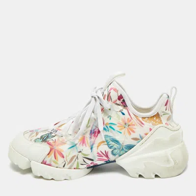 Pre-owned Dior D-connect Size 38 Multicolor Fabric And Leather Low Top Sneakers