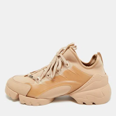 Pre-owned Dior D-connect Size 39 Beige Neoprene And Pvc Low Top Sneakers In Sand