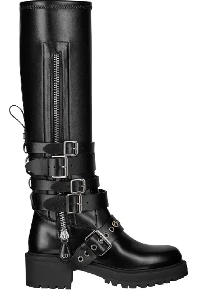 Dior D-fight Zipper Boots In Black
