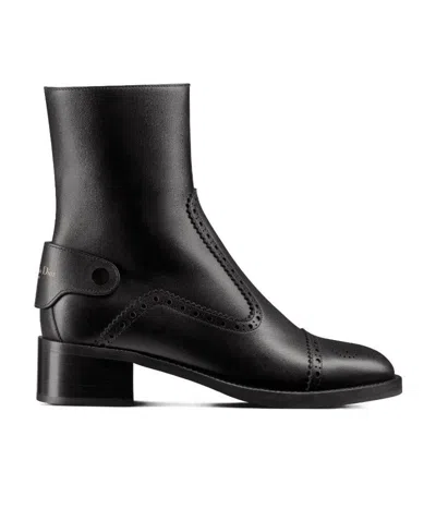 Dior D-folk Zipper Short Boots In Black