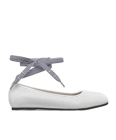 Dior D-journey Lace-up Ballet Flats In White