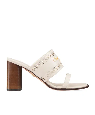 Dior D-lane Heeled Slide In Light Biscuit Color