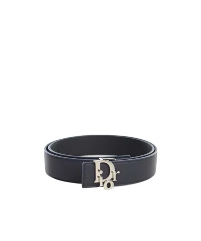 Dior D Letter Silver Buckle Belt In Black