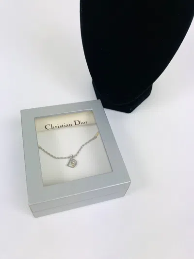 Pre-owned Dior D Logo Necklace In Silver