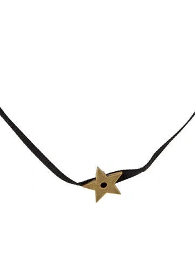 Pre-owned Dior D Porte-bonheur Choker Necklace, 14.5" In Black