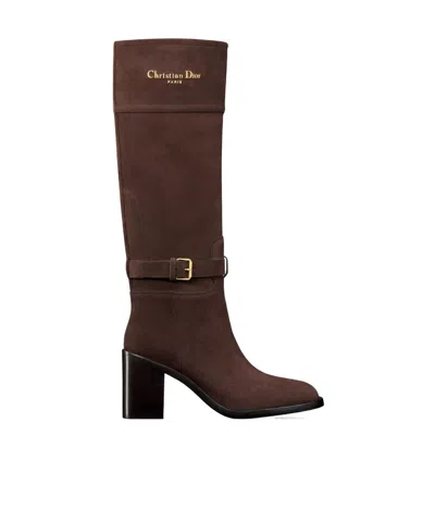 Dior D-town Heeled Boot In Brown
