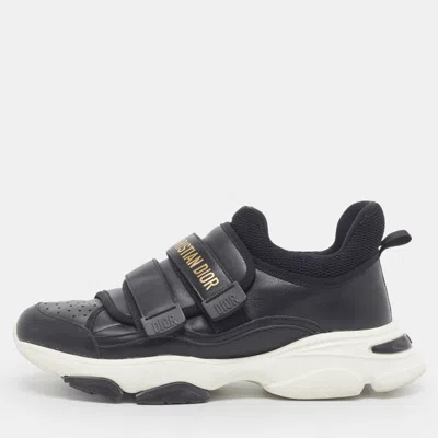 Pre-owned Dior D Wander Size 39.5 Black Leather And Mesh Low Top Sneakers