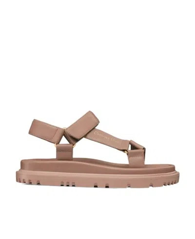 Dior D-wave Flat-soled Sandals In Brown