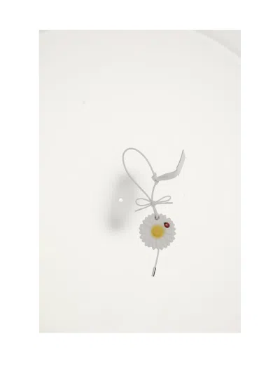 Dior Daisy Calf Leather Bag Charm In Yellow
