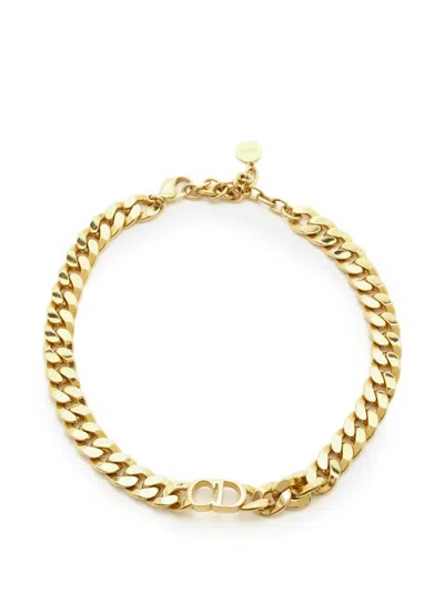 Pre-owned Dior Danseuse Étoile Cd Choker Necklace In Gold