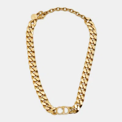 Pre-owned Dior Danseuse Étoile Cd Gold Tone Choker Necklace