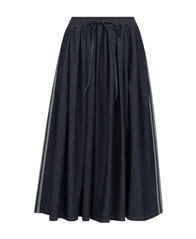 Dior Dark Blue Denim Skirt In Black