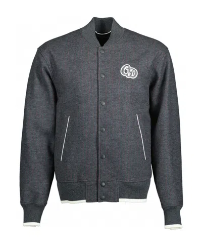 Dior Dark Gray Atelier Baseball Jacket In Black